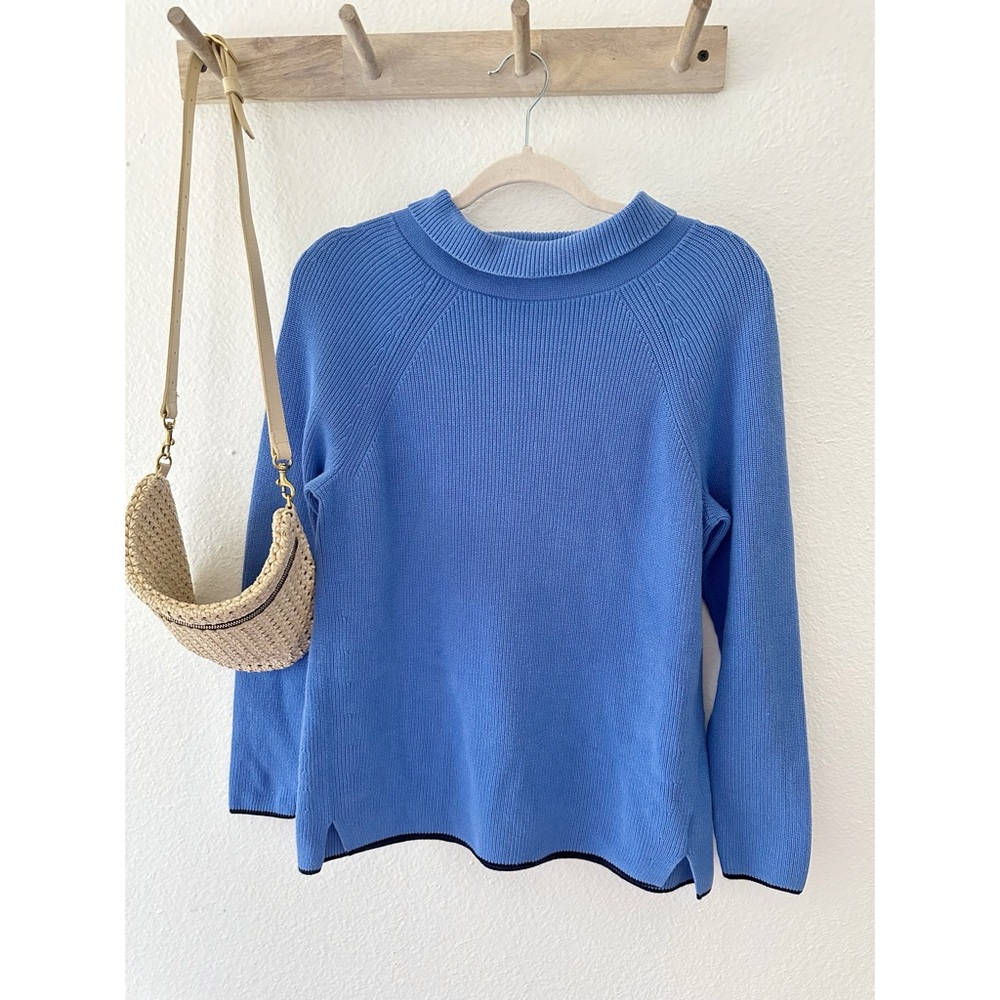 Talbots Blue Mock Neck Sweater Sz M